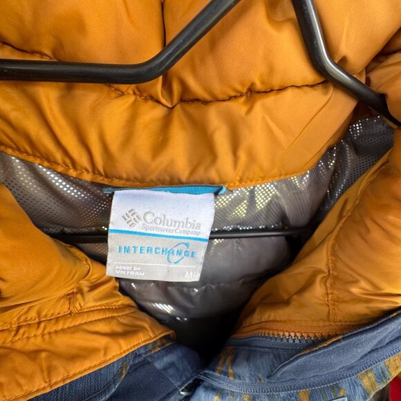 Columbia Mens Large Interchange Jacket Blue/Gold Camouflage Waterproof Coat - Picture 4 of 12